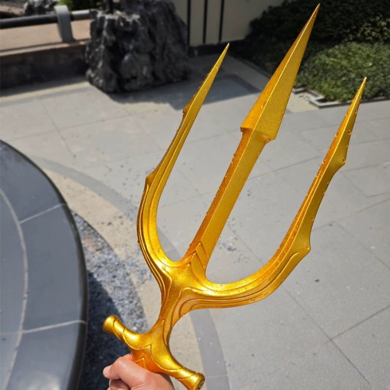 Aquaman Trident of Atlan - Life-size Full Metal Trident - 1:1 Scale Gold Poseidon Spear - King of Atlantis Costume
