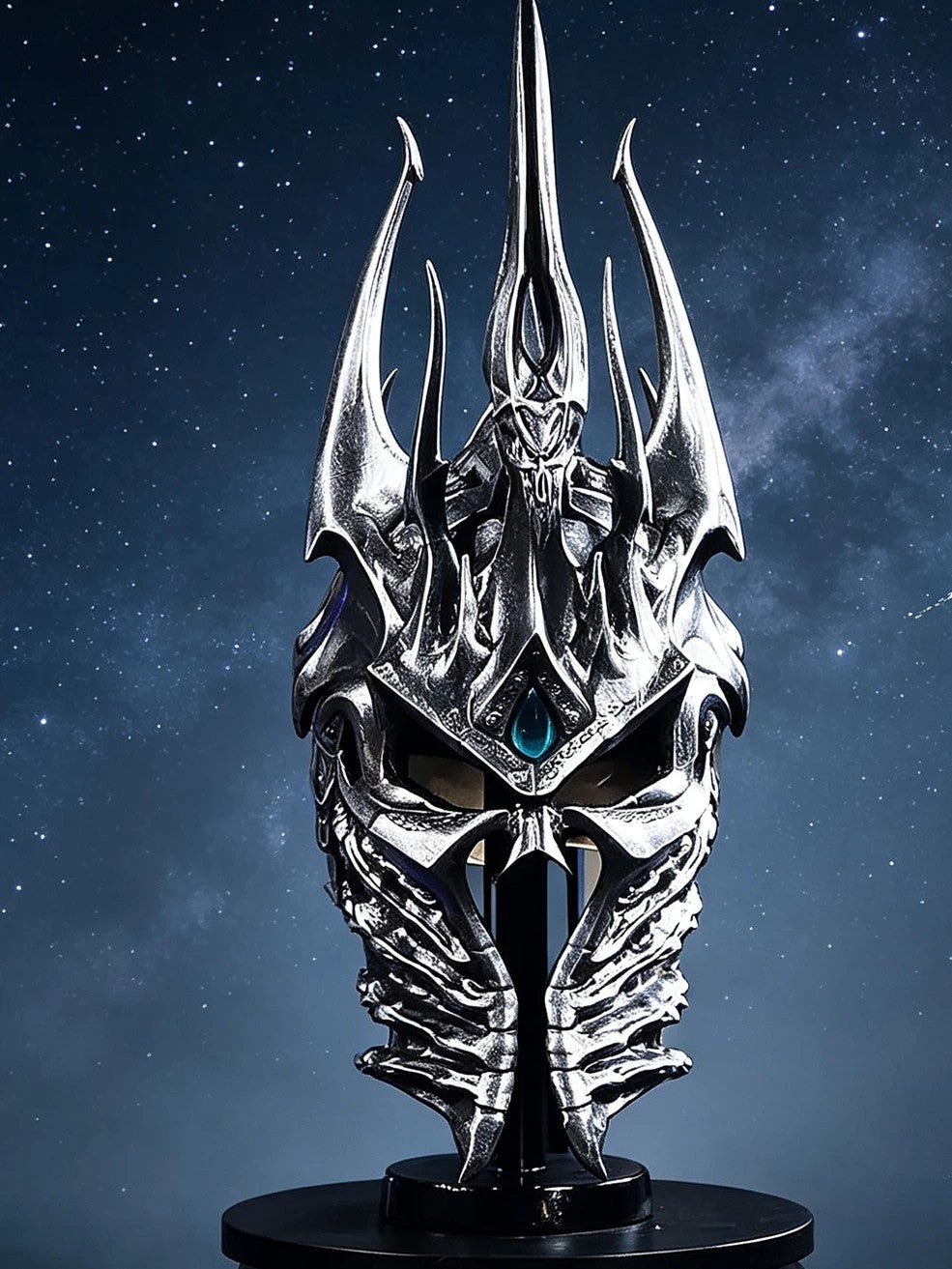 Warcraft 2.0 Lich King Helmet – 1:1 Scale Helm of Domination – Arthas Frostmourne Crown Model Statue