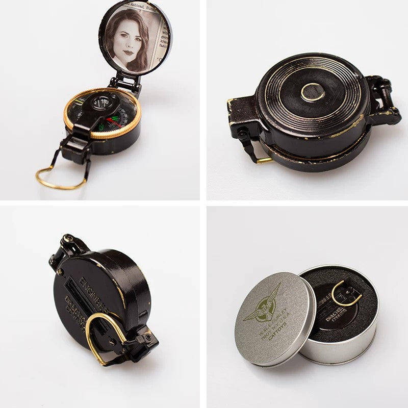 Avengers: Endgame – Captain America Compass Pocket Watch – Girlfriend Photo Keepsake – 1:1 Scale Replica Accessory