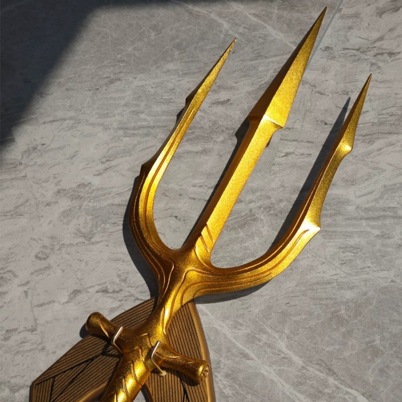 Aquaman Trident of Atlan - Life-size Full Metal Trident - 1:1 Scale Gold Poseidon Spear - King of Atlantis Costume