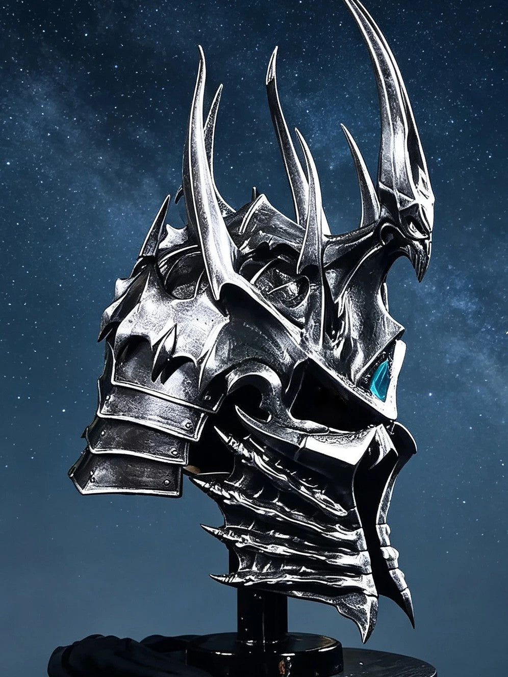 Warcraft 2.0 Lich King Helmet – 1:1 Scale Helm of Domination – Arthas Frostmourne Crown Model Statue