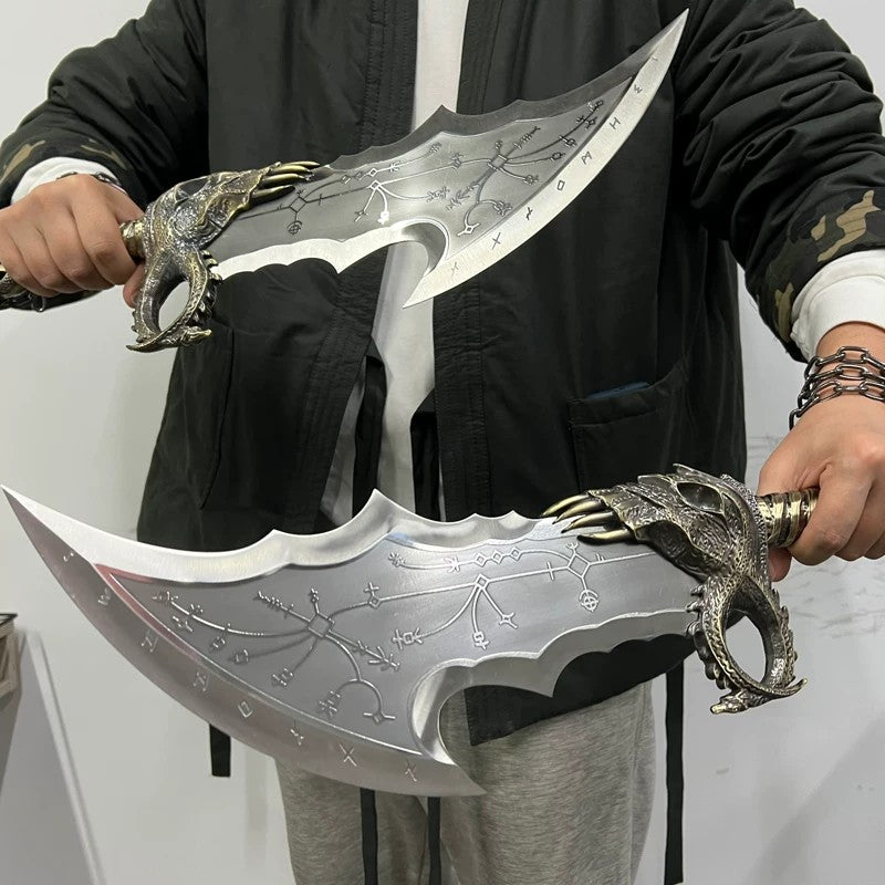 God of War – Blades of Chaos – Kratos Chaos Blades – 1:1 Full Metal – Unsharpened