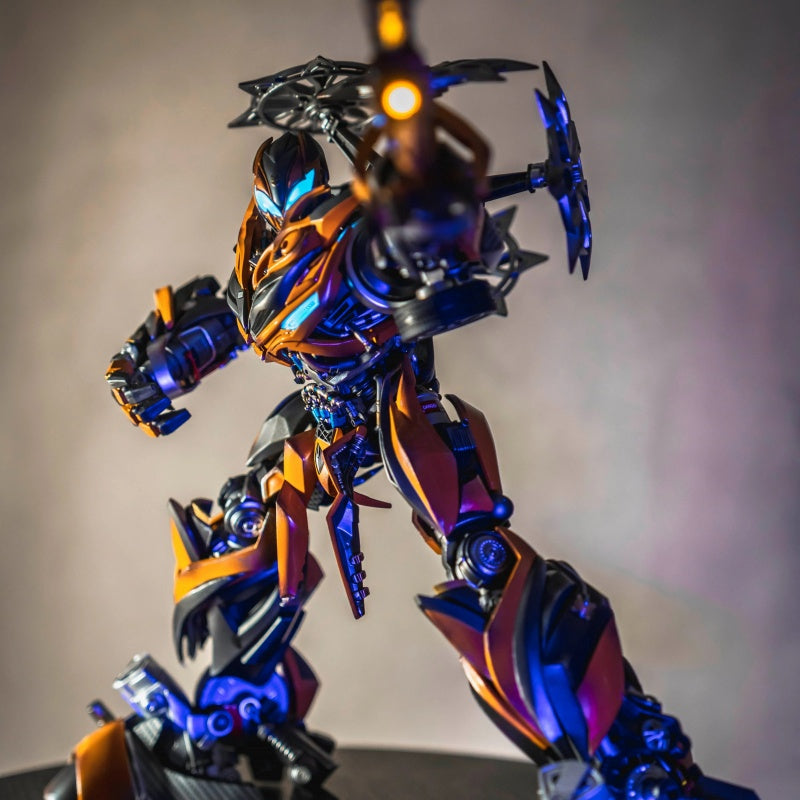 Comicave 1:18 Scale Bumblebee Die-Cast Action Figure – 13.8" Masterpiece Collectible Robot Model with LED Light-Up Features & Dual Head Sculpts
