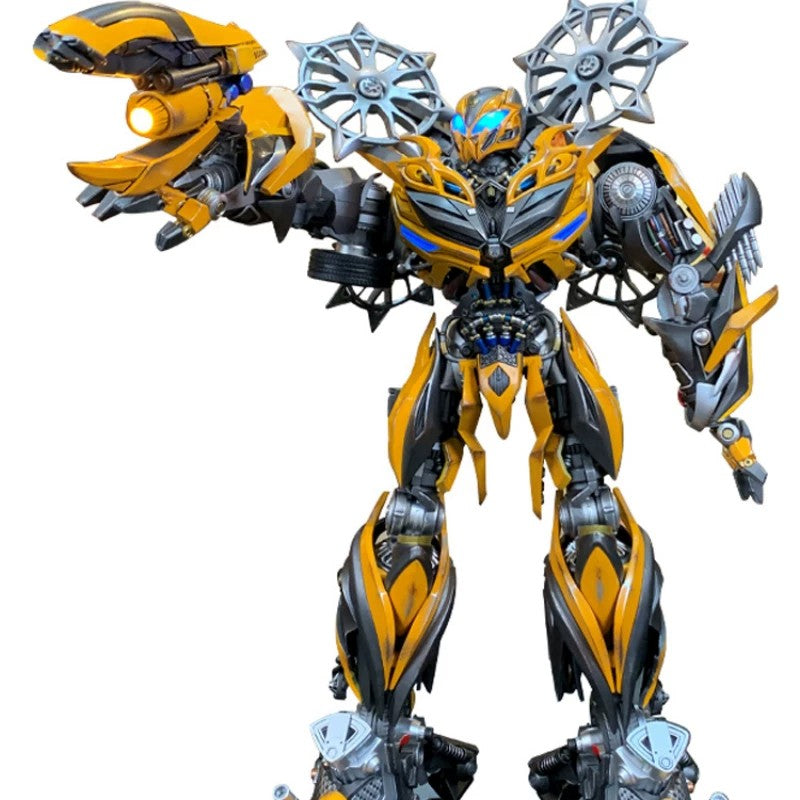 Comicave 1:18 Scale Bumblebee Die-Cast Action Figure – 13.8" Masterpiece Collectible Robot Model with LED Light-Up Features & Dual Head Sculpts