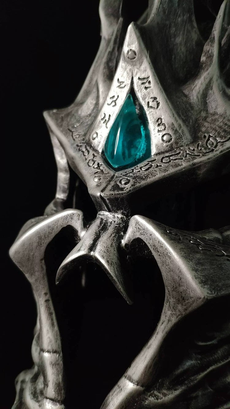 Warcraft 2.0 Lich King Helmet – 1:1 Scale Helm of Domination – Arthas Frostmourne Crown Model Statue