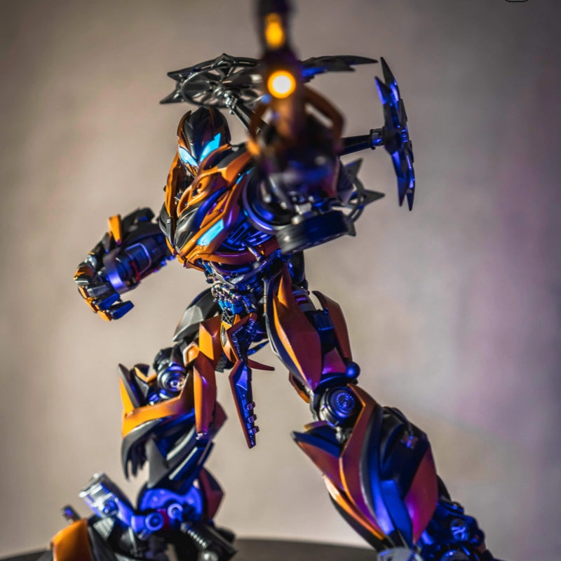 Comicave 1:18 Scale Bumblebee Die-Cast Action Figure – 13.8" Masterpiece Collectible Robot Model with LED Light-Up Features & Dual Head Sculpts
