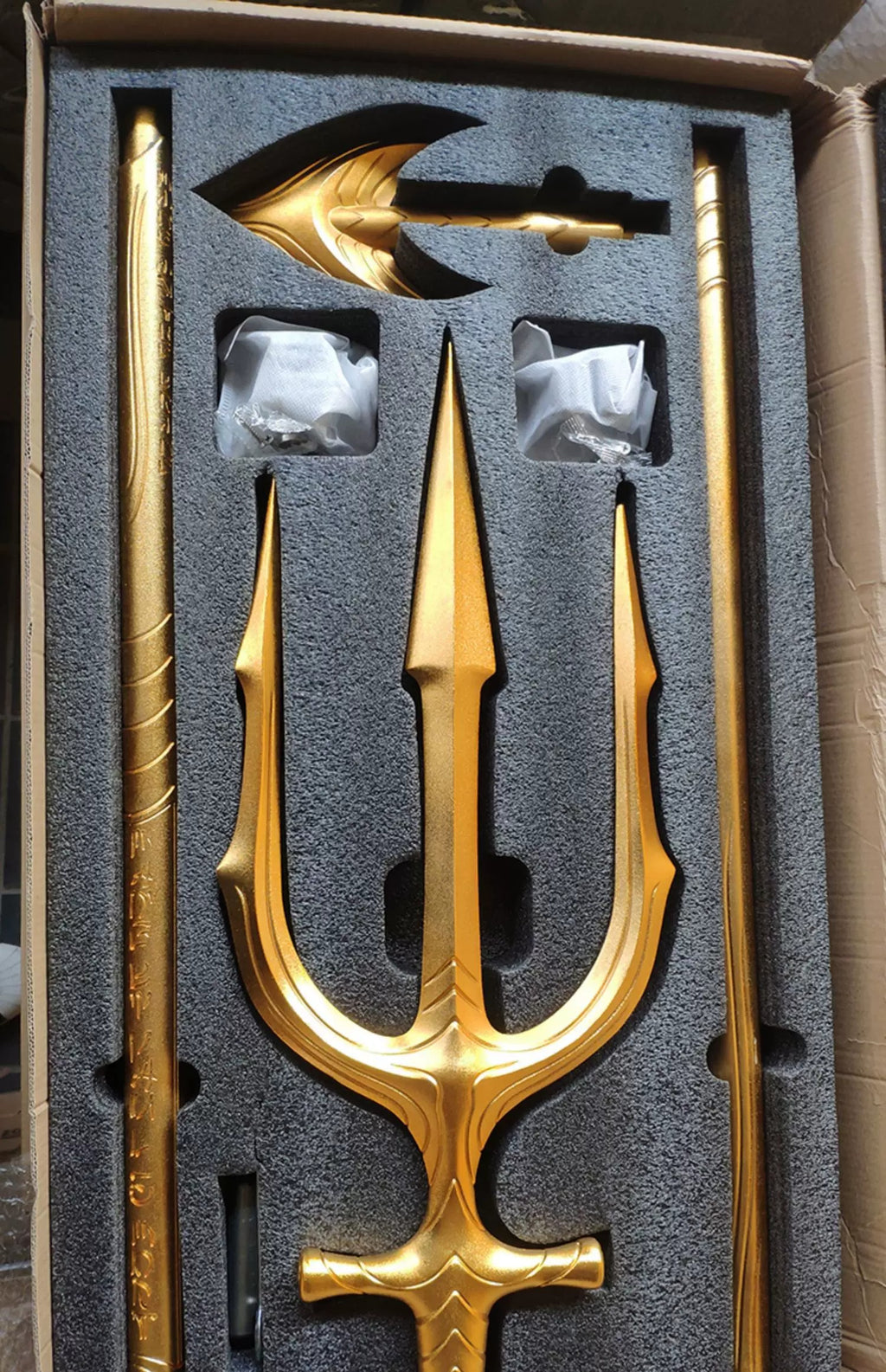Aquaman Trident of Atlan - Life-size Full Metal Trident - 1:1 Scale Gold Poseidon Spear - King of Atlantis Costume