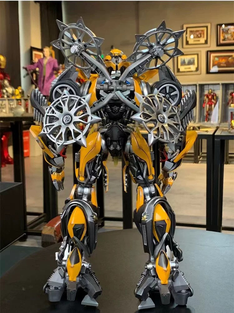 Comicave 1:18 Scale Bumblebee Die-Cast Action Figure – 13.8" Masterpiece Collectible Robot Model with LED Light-Up Features & Dual Head Sculpts