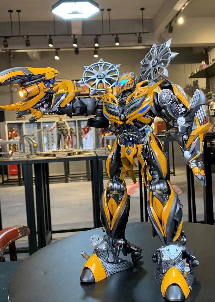 Comicave 1:18 Scale Bumblebee Die-Cast Action Figure – 13.8" Masterpiece Collectible Robot Model with LED Light-Up Features & Dual Head Sculpts
