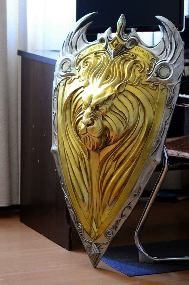 Warcraft Movie – Lionheart Shield of King Llane – Alliance Grand Marshal Sword &amp; Shield Set – 1:1 Scale – Unsharpened