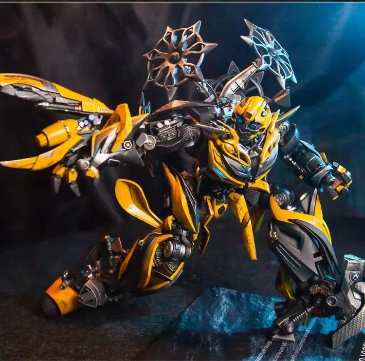 Comicave 1:18 Scale Bumblebee Die-Cast Action Figure – 13.8" Masterpiece Collectible Robot Model with LED Light-Up Features & Dual Head Sculpts