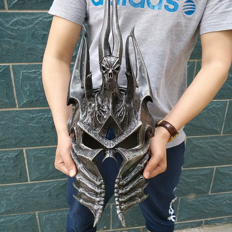Warcraft 2.0 Lich King Helmet – 1:1 Scale Helm of Domination – Arthas Frostmourne Crown Model Statue