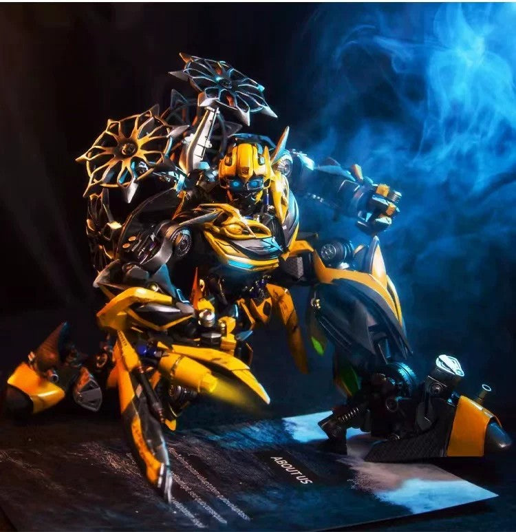 Comicave 1:18 Scale Bumblebee Die-Cast Action Figure – 13.8" Masterpiece Collectible Robot Model with LED Light-Up Features & Dual Head Sculpts