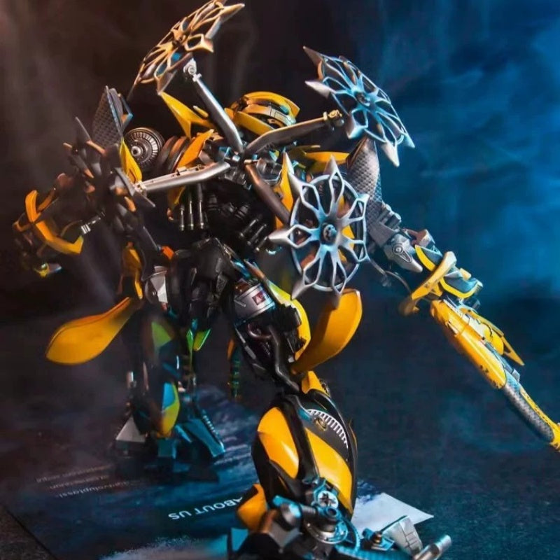 Comicave 1:18 Scale Bumblebee Die-Cast Action Figure – 13.8" Masterpiece Collectible Robot Model with LED Light-Up Features & Dual Head Sculpts