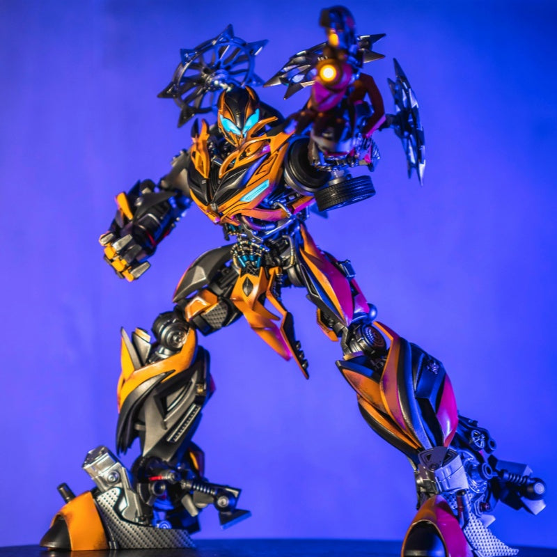 Comicave 1:18 Scale Bumblebee Die-Cast Action Figure – 13.8" Masterpiece Collectible Robot Model with LED Light-Up Features & Dual Head Sculpts