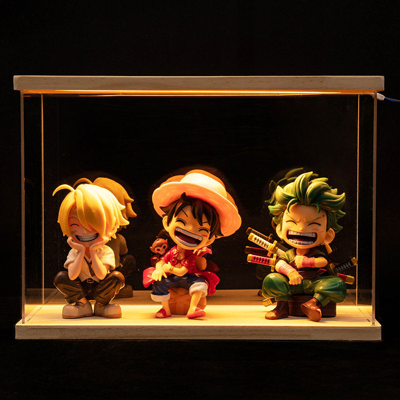 One Piece Anime Figure Set with LED Display Case - Luffy, Zoro, Boa Hancock Action Figures, Perfect Birthday & Graduation Gift for Fans