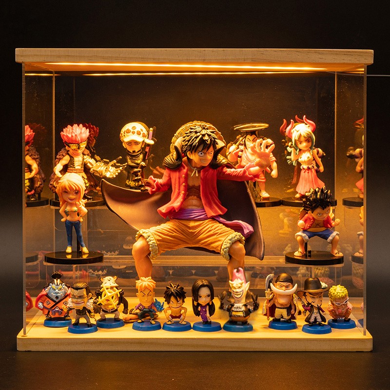 One Piece Anime Figure Set with LED Display Case - Luffy, Zoro, Boa Hancock Action Figures, Perfect Birthday & Graduation Gift for Fans