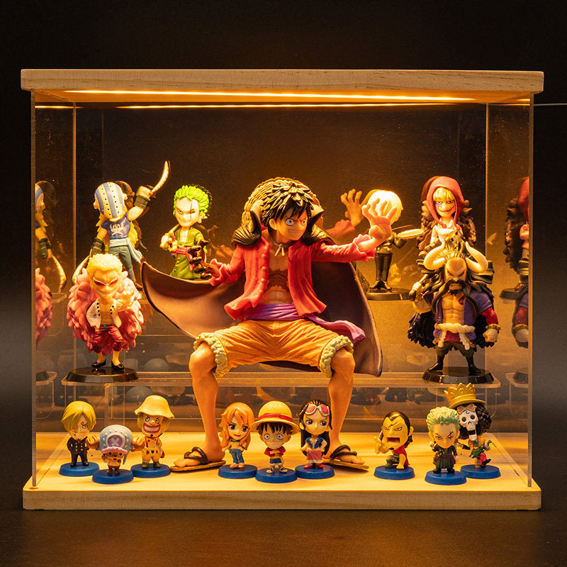 One Piece Anime Figure Set with LED Display Case - Luffy, Zoro, Boa Hancock Action Figures, Perfect Birthday & Graduation Gift for Fans