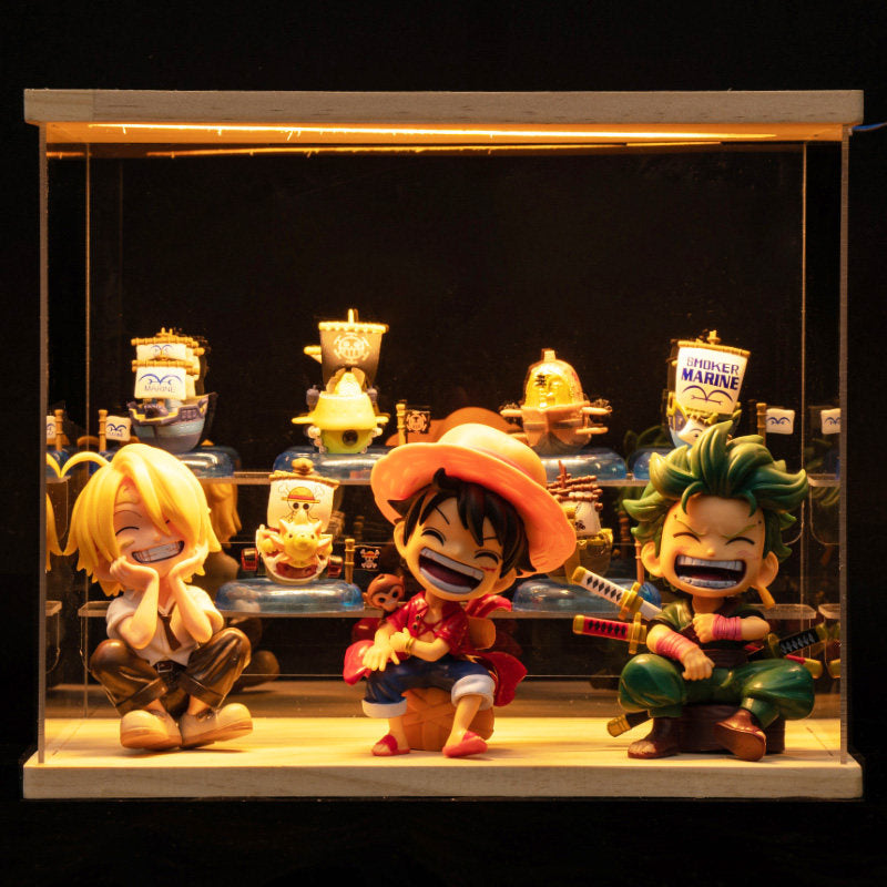 One Piece Anime Figure Set with LED Display Case - Luffy, Zoro, Boa Hancock Action Figures, Perfect Birthday & Graduation Gift for Fans