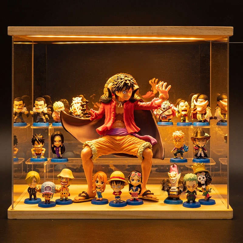 One Piece Anime Figure Set with LED Display Case - Luffy, Zoro, Boa Hancock Action Figures, Perfect Birthday & Graduation Gift for Fans