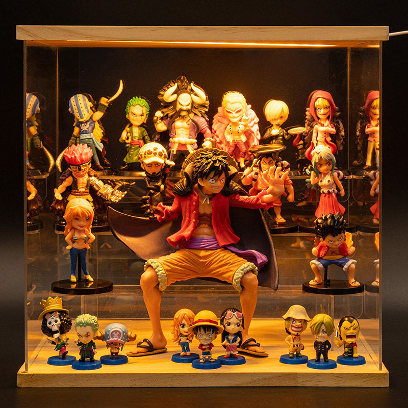 One Piece Anime Figure Set with LED Display Case - Luffy, Zoro, Boa Hancock Action Figures, Perfect Birthday & Graduation Gift for Fans