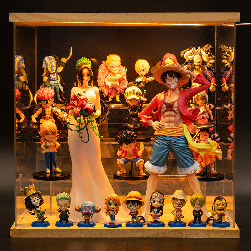 One Piece Anime Figure Set with LED Display Case - Luffy, Zoro, Boa Hancock Action Figures, Perfect Birthday & Graduation Gift for Fans