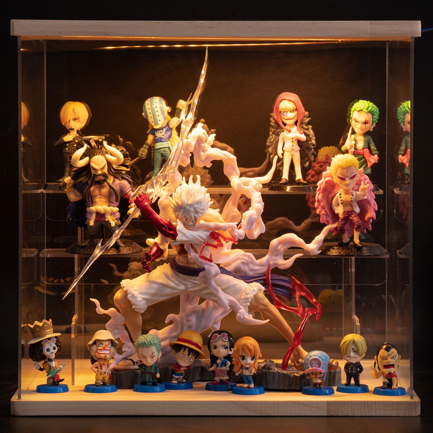One Piece Anime Figure Set with LED Display Case - Luffy, Zoro, Boa Hancock Action Figures, Perfect Birthday & Graduation Gift for Fans