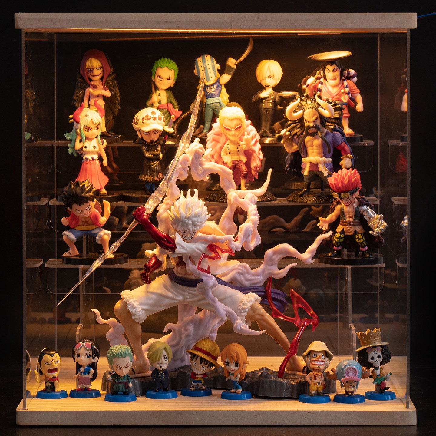 One Piece Anime Figure Set with LED Display Case - Luffy, Zoro, Boa Hancock Action Figures, Perfect Birthday & Graduation Gift for Fans