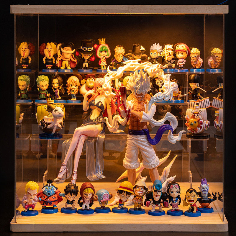 One Piece Anime Figure Set with LED Display Case - Luffy, Zoro, Boa Hancock Action Figures, Perfect Birthday & Graduation Gift for Fans