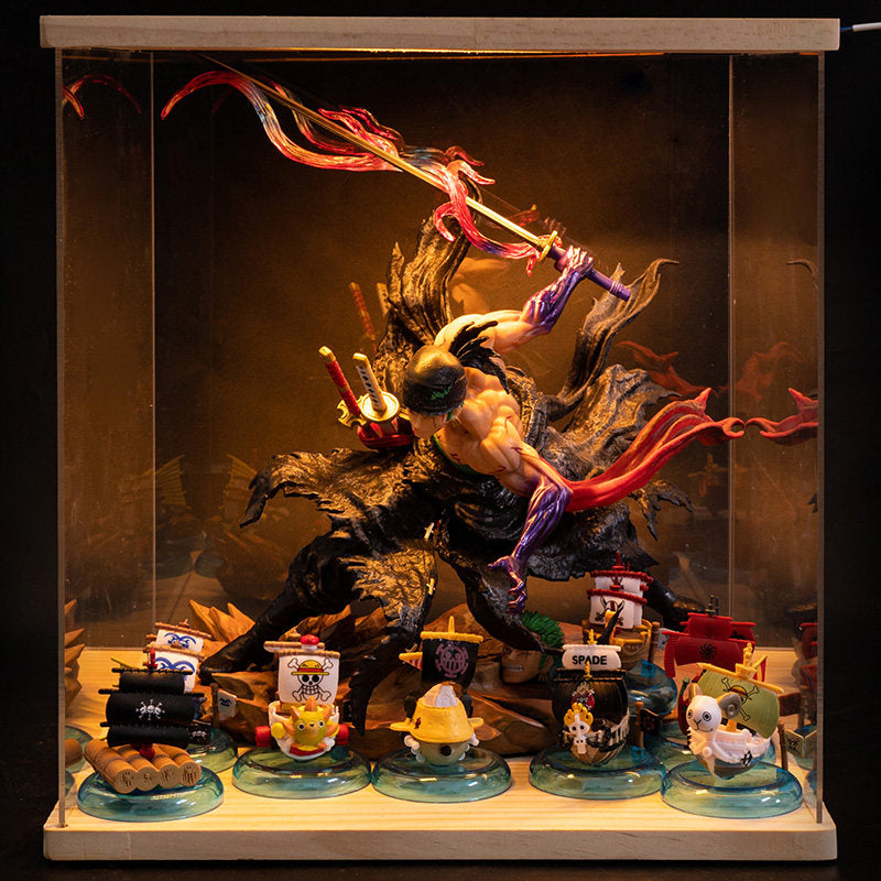 One Piece Anime Figure Set with LED Display Case - Luffy, Zoro, Boa Hancock Action Figures, Perfect Birthday & Graduation Gift for Fans