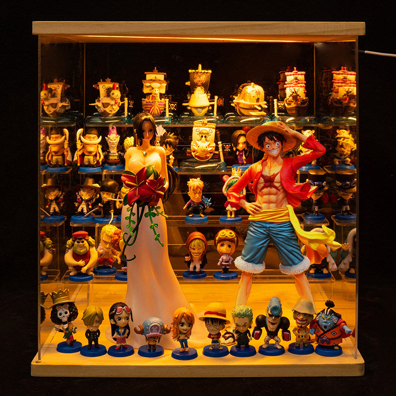 One Piece Anime Figure Set with LED Display Case - Luffy, Zoro, Boa Hancock Action Figures, Perfect Birthday & Graduation Gift for Fans