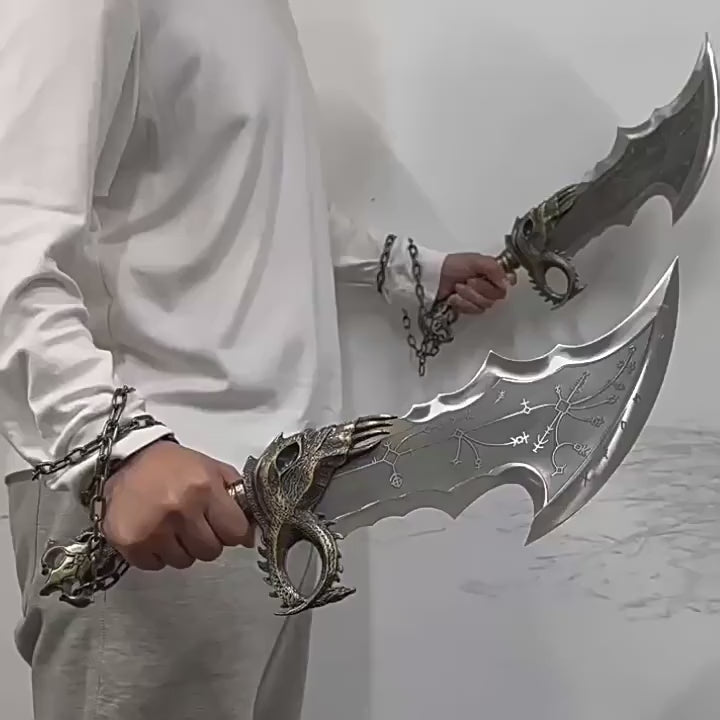 God of War – Blades of Chaos – Kratos Chaos Blades – 1:1 Full Metal – Unsharpened